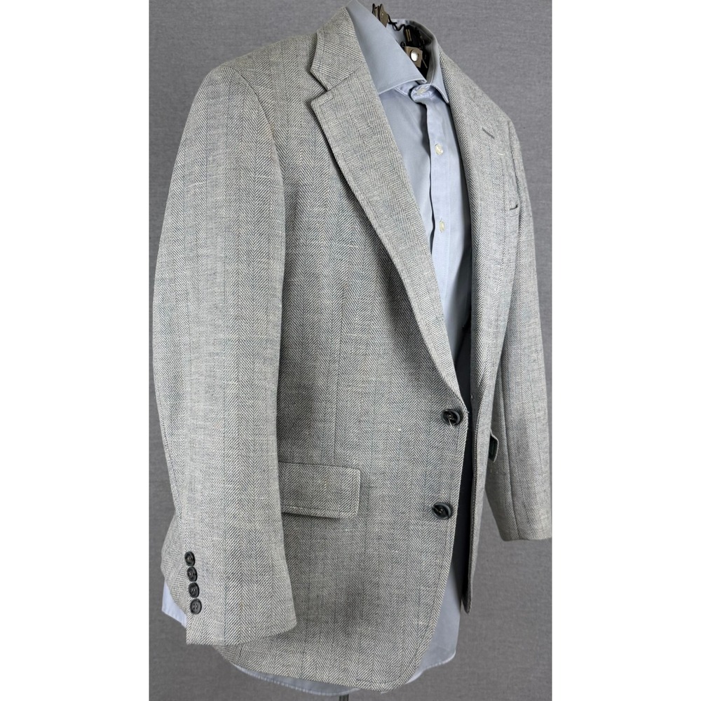 Vintage John Weitz Steven Windsor Gray Herringbone Stripe Blazer Sport Coat 36S